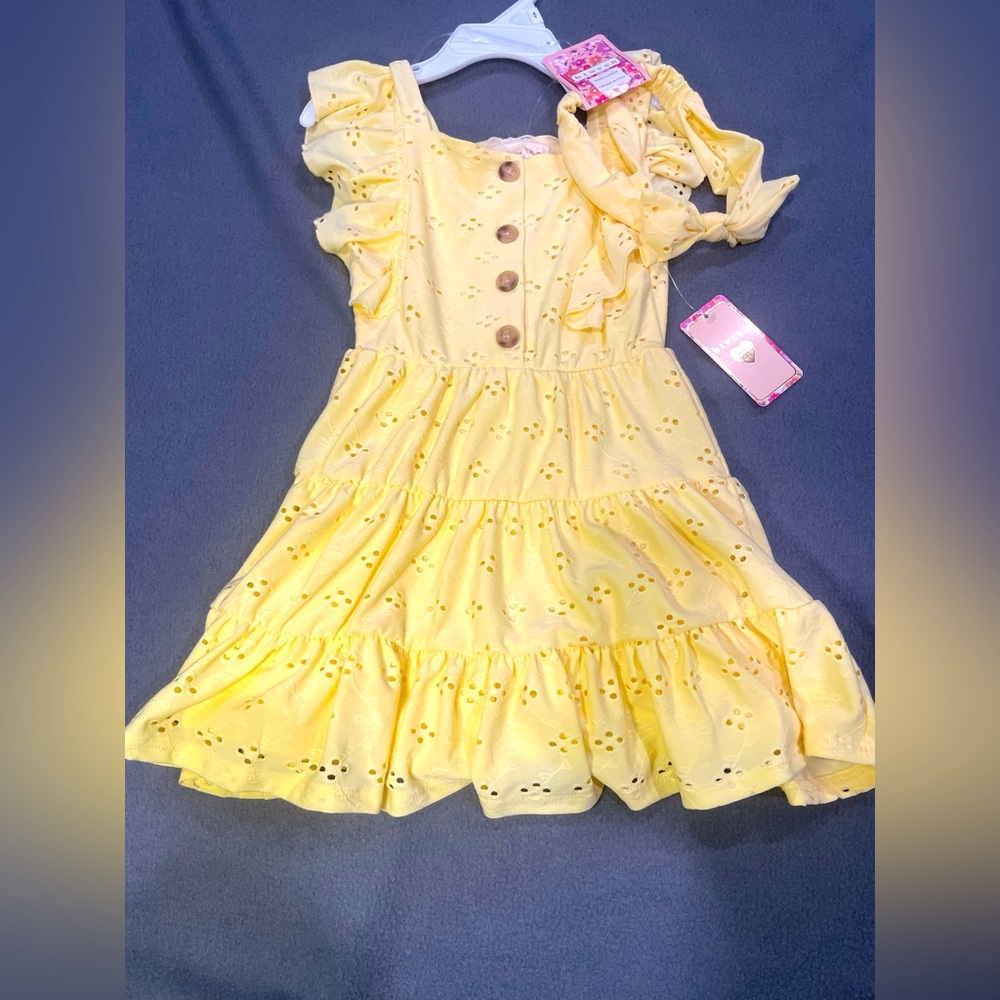 Btween Yellow Dress with matching headband size 4T